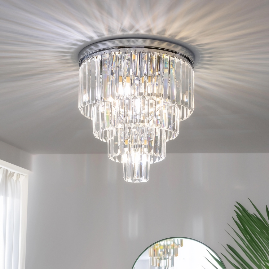 Brilagi - Plafoniera LED in cristallo MOZART 5xE14/40W/230V Ø 40 cm cromo lucido