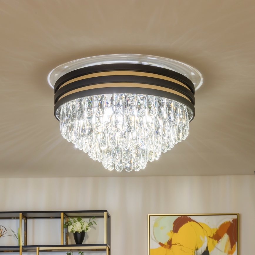 Brilagi - Plafoniera LED in cristallo VELURE 5xE14/40W/230V Ø 46 cm nera