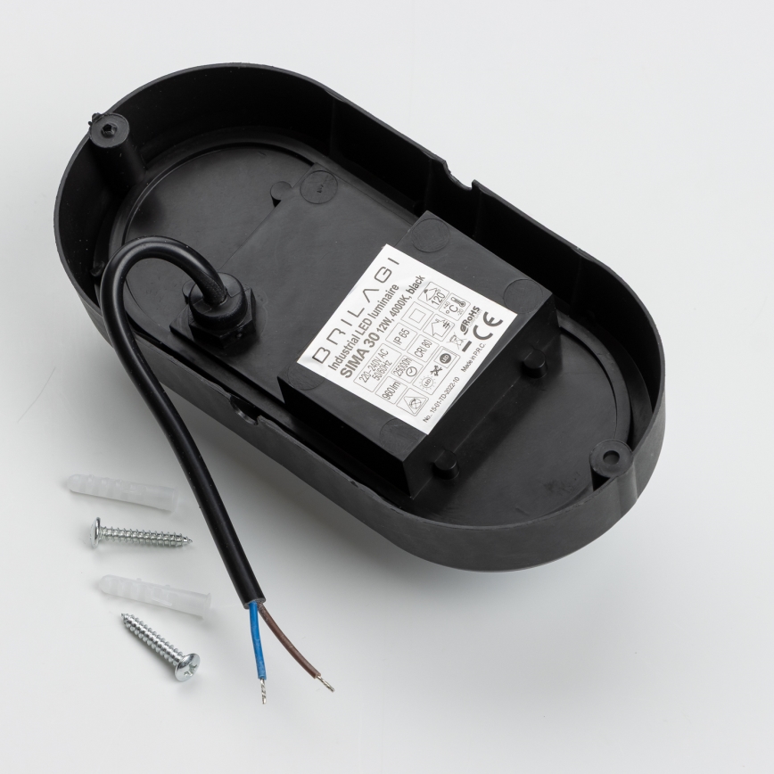 Brilagi - Plafoniera LED industriale SIMA LED/12W/230V IP65 nero