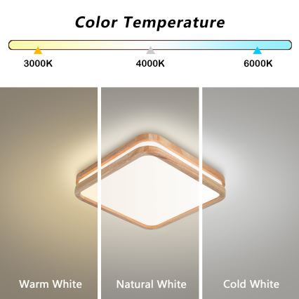 Brilagi - Plafoniera LED MOLINA SQUARE LED/32W/230V 3000/4000/6000K rovere 30x30 cm