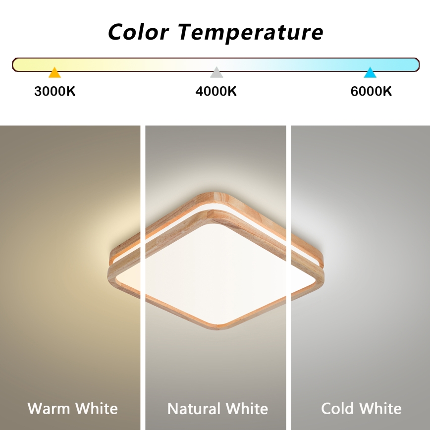 Brilagi - Plafoniera LED MOLINA SQUARE LED/32W/230V 3000/4000/6000K rovere 30x30 cm