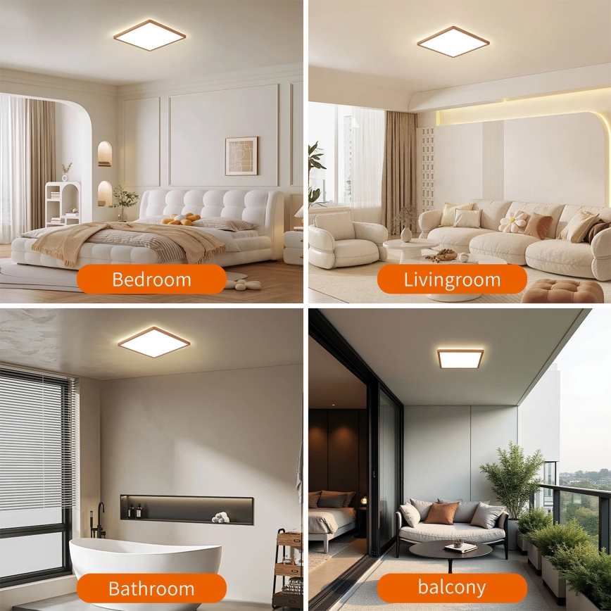 Brilagi - Plafoniera da soffitto per bagno ULTRA SLIM a LED 18W/230V 30x30 cm oro rosa IP54
