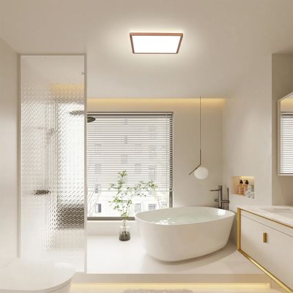 Brilagi - Plafoniera da soffitto per bagno ULTRA SLIM a LED 18W/230V 30x30 cm oro rosa IP54