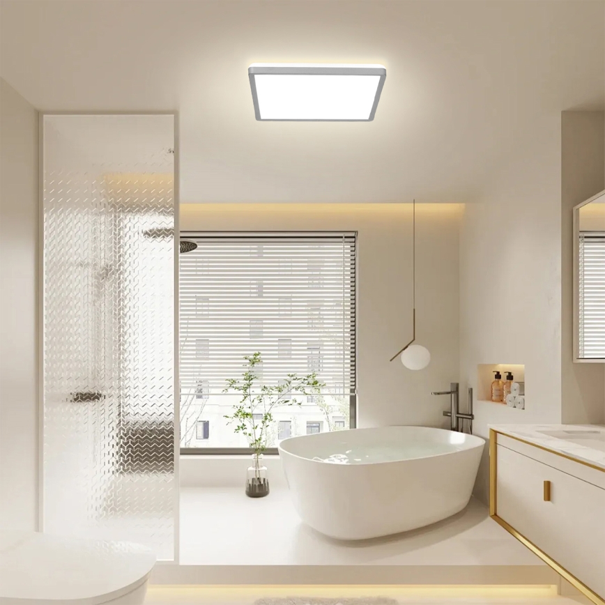 Brilagi - Lampada da soffitto LED per bagno ULTRA SLIM LED/24W/230V 42x42 cm finitura argento IP54