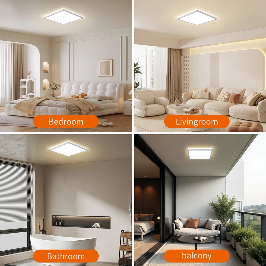 Brilagi - Lampada da soffitto LED per bagno ULTRA SLIM LED/24W/230V 42x42 cm finitura argento IP54