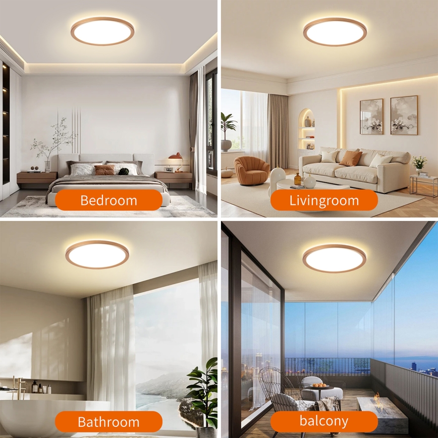 Brilagi - Plafoniera da bagno ULTRA SLIM LED/24W/230V Ø 42 cm oro rosa IP54