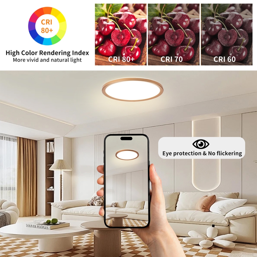 Brilagi - Plafoniera da bagno ULTRA SLIM LED/24W/230V Ø 42 cm oro rosa IP54
