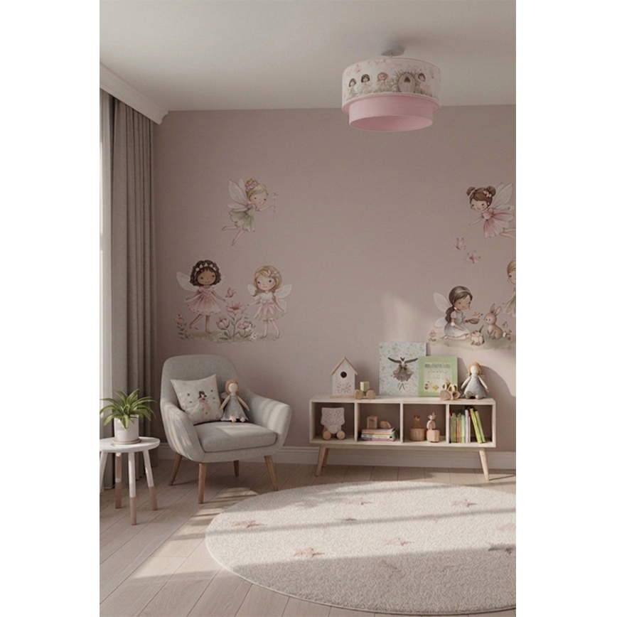 Brilagi - Plafoniera LED per bambini BOBO 1xE27/10W/230V Ø 40 cm rosa/fate