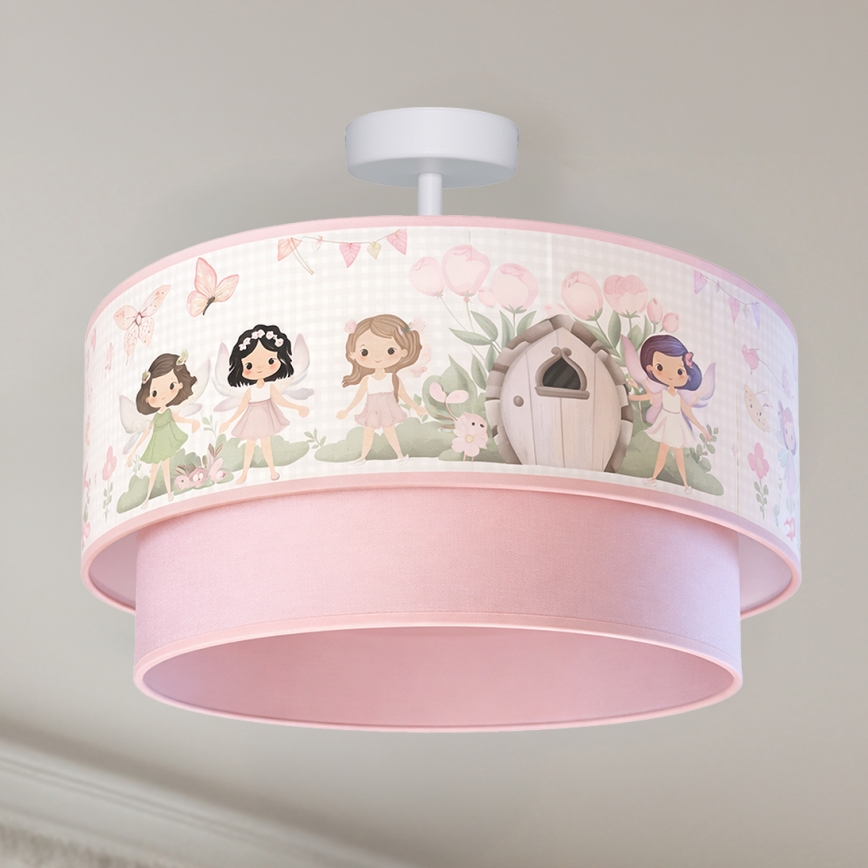 Brilagi - Plafoniera LED per bambini BOBO 1xE27/10W/230V Ø 40 cm rosa/fate