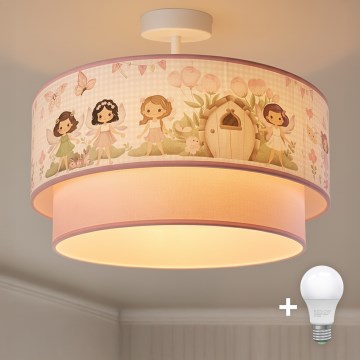Brilagi - Plafoniera LED per bambini BOBO 1xE27/60W/230V Ø 40 cm rosa/fate
