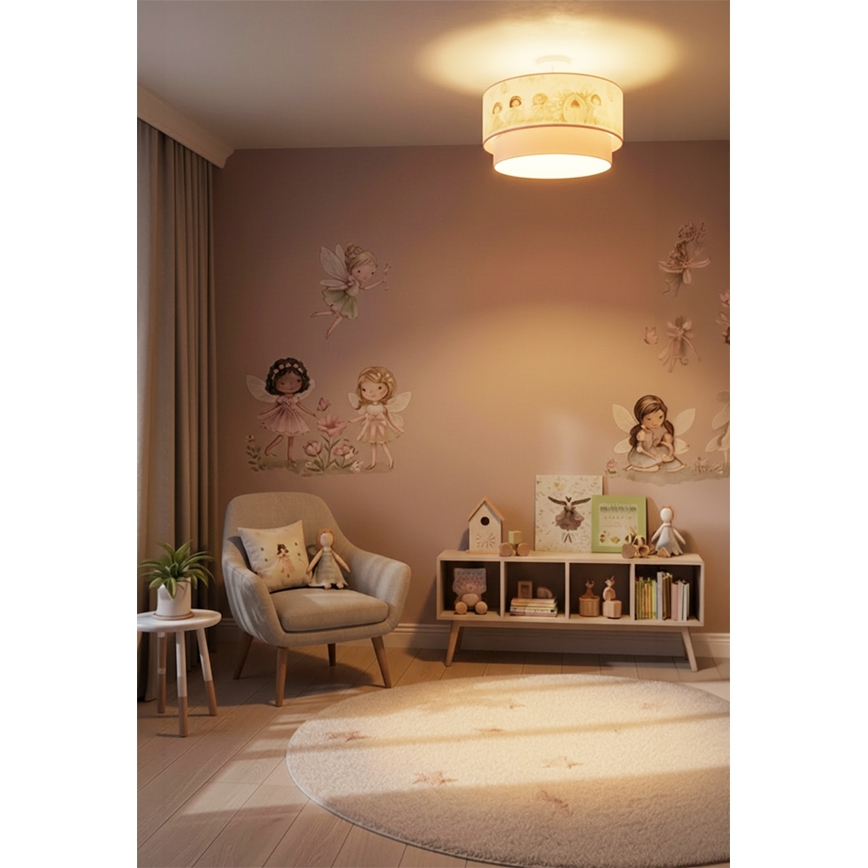 Brilagi - Plafoniera LED per bambini BOBO 1xE27/60W/230V Ø 40 cm rosa/fate