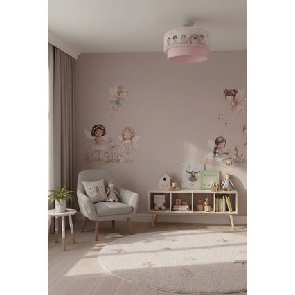 Brilagi - Plafoniera LED per bambini BOBO 1xE27/60W/230V Ø 40 cm rosa/fate