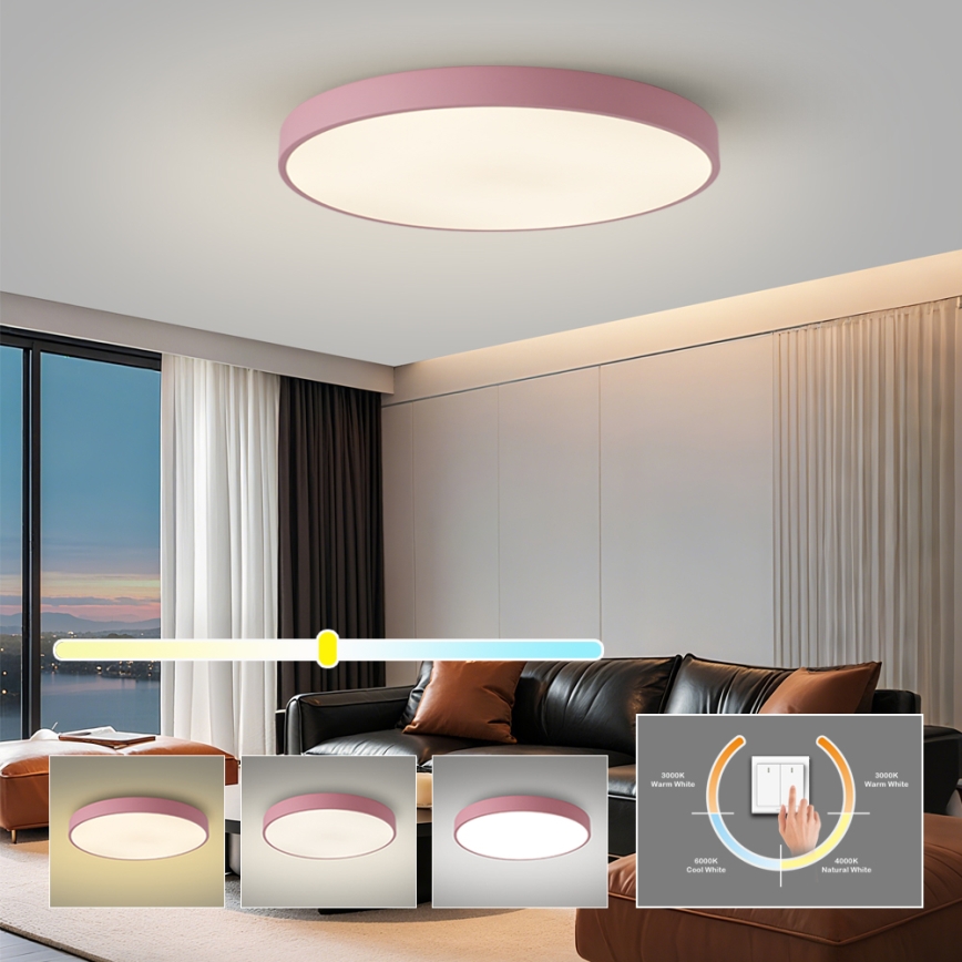 Brilagi - Plafoniera POOL LED/100W/230V 3000/4000/6000K Ø 80 cm rosa