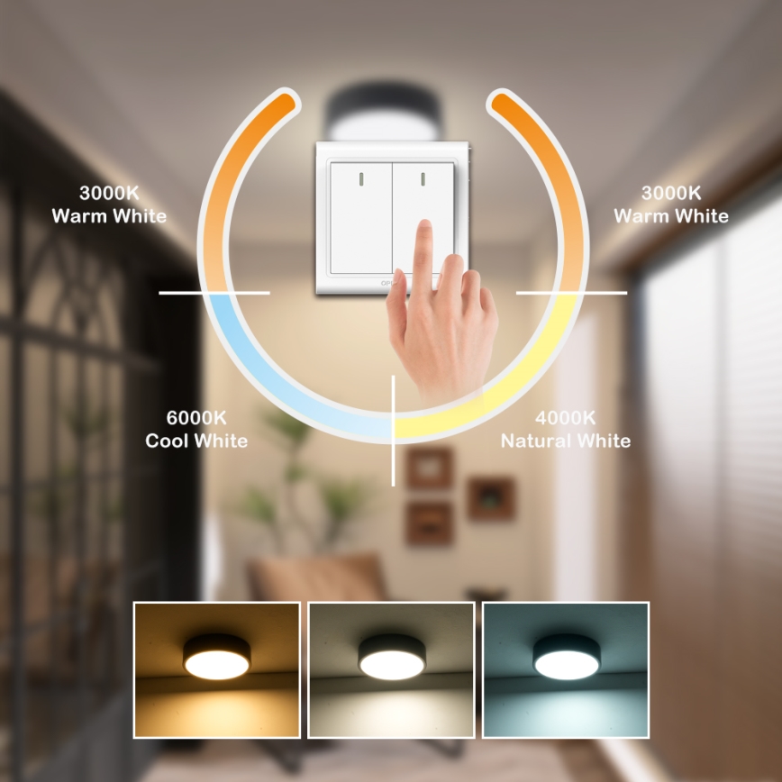 Brilagi - Plafoniera LED POOL, 18 W, 230 V, 3000/4500/6000 K, Ø 20 cm, nera