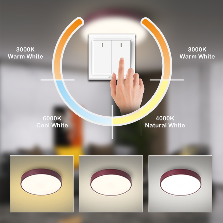 Brilagi - Plafoniera LED POOL LED/36W/230V 3000/4000/6000K Ø 30 cm bordeaux