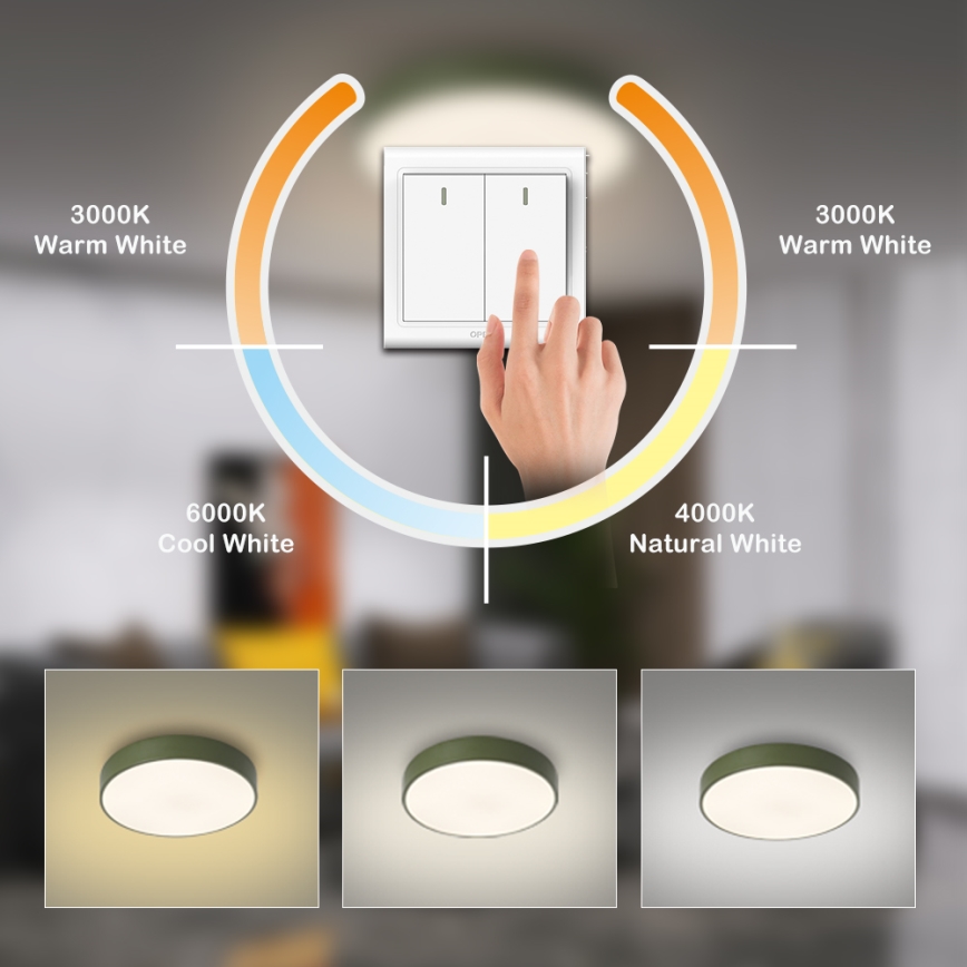 Brilagi - Plafoniera LED POOL, 48 W, 230 V, 3000/4000/6000 K, Ø 40 cm, verde