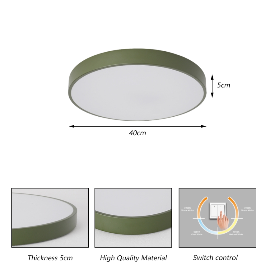 Brilagi - Plafoniera LED POOL, 48 W, 230 V, 3000/4000/6000 K, Ø 40 cm, verde