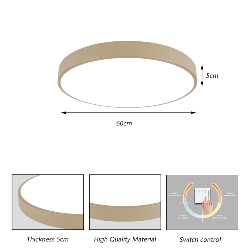 Brilagi - plafoniera LED POOL LED/60W/230V 3000/4500/6000K Ø 60 cm beige