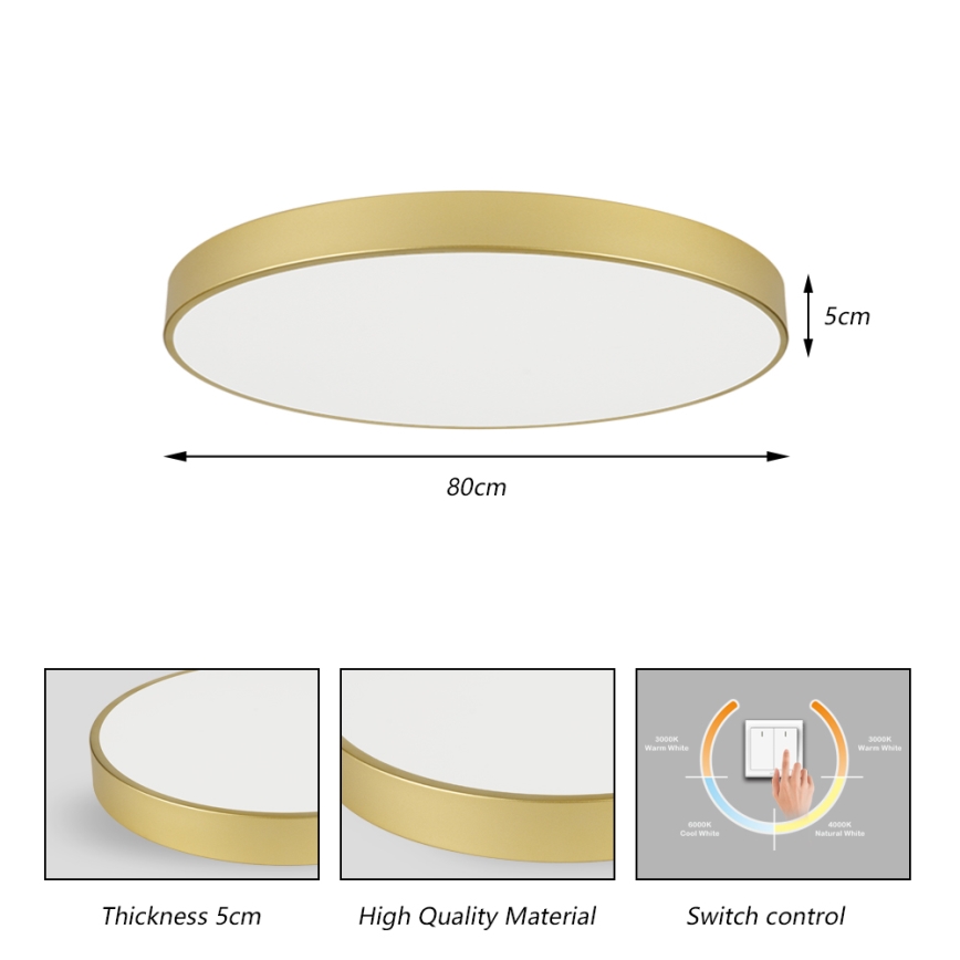 Brilagi - Plafoniera a LED POOL LED/100W/230V 3000/4000/6000K Ø 80 cm dorata