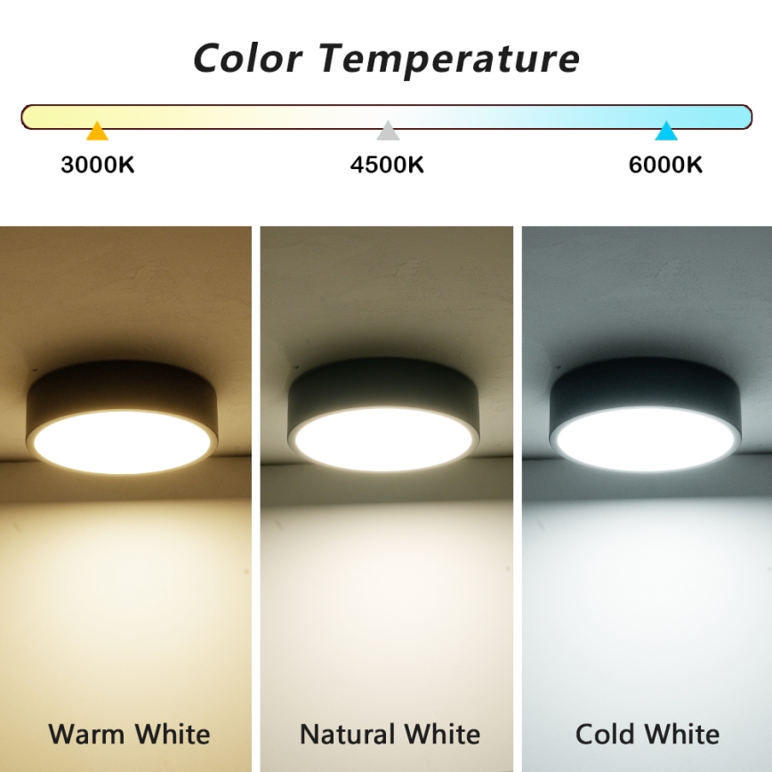 Brilagi - plafoniera LED POOL LED/18W/230V 3000/4500/6000K pr. 20 cm nera