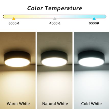 Brilagi - Plafoniera LED POOL LED/18W/230V 3000/4500/6000K Ø 20 cm nero