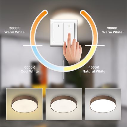 Brilagi - Plafoniera LED POOL LED/36W/230V, 3000/4000/6000K, Ø 30 cm, marrone