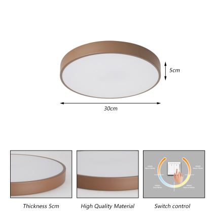 Brilagi - Plafoniera LED POOL LED/36W/230V, 3000/4000/6000K, Ø 30 cm, marrone