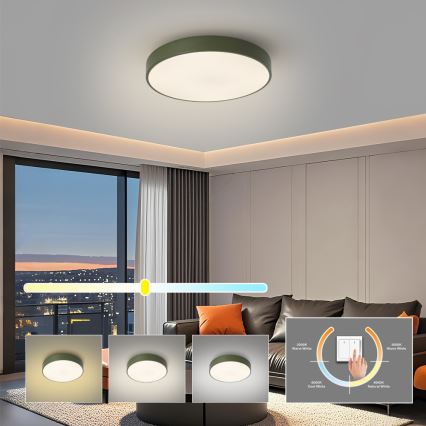 Brilagi - Plafoniera LED da soffitto POOL LED, 36 W, 230 V, 3000/4000/6000 K, Ø 30 cm, verde