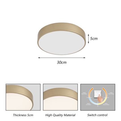 Brilagi - Plafoniera LED POOL LED/36W/230V 3000/4000/6000K Ø 30 cm dorata