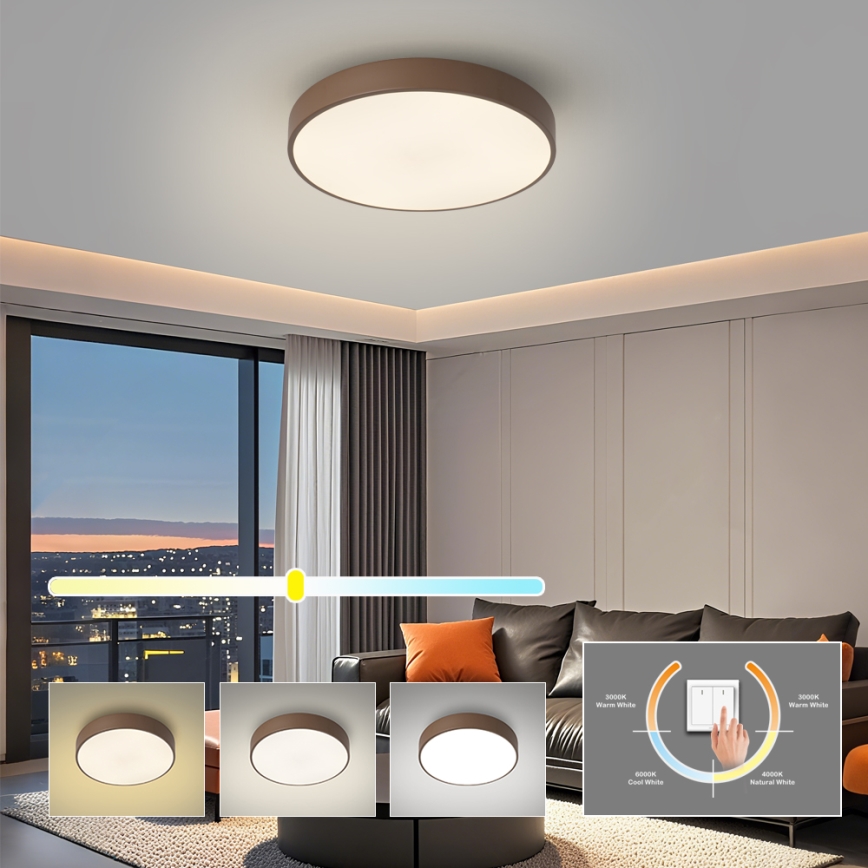 Brilagi - Lampada da soffitto a LED POOL LED/48W/230V 3000/4000/6000K Ø 40 cm marrone