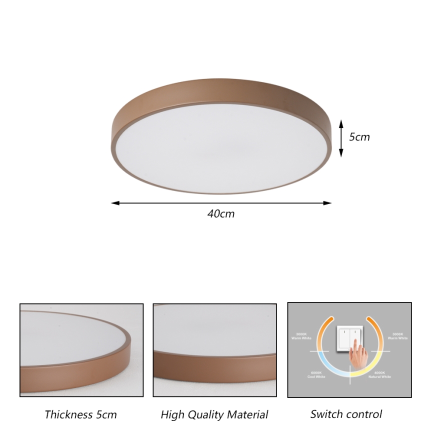 Brilagi - Lampada da soffitto a LED POOL LED/48W/230V 3000/4000/6000K Ø 40 cm marrone
