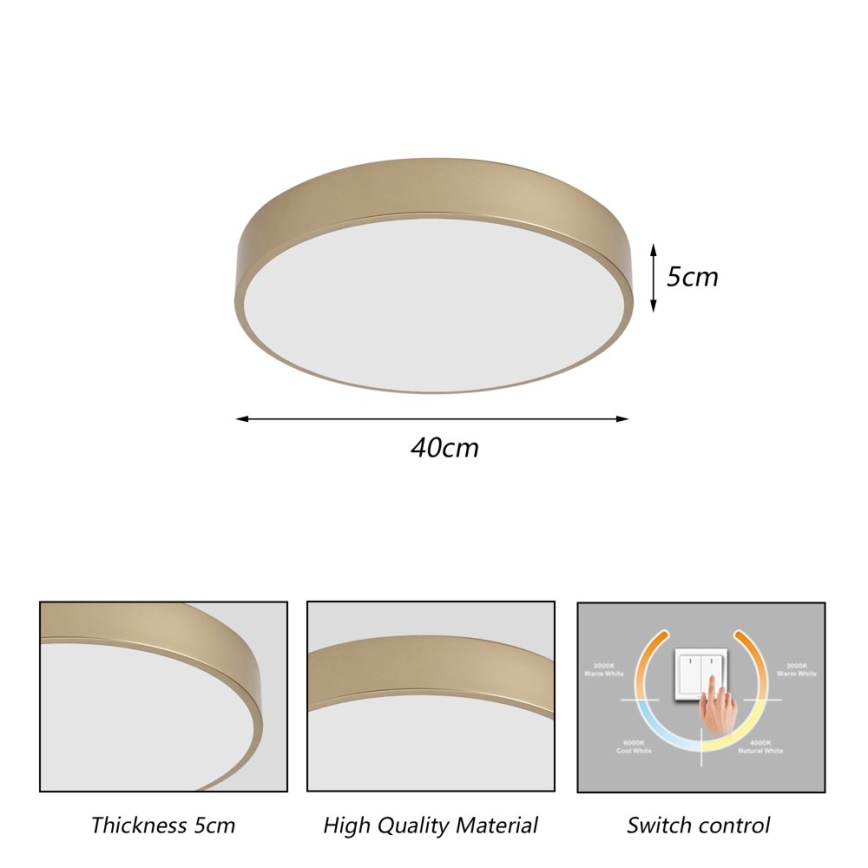 Brilagi - Plafoniera LED POOL LED/48W/230V 3000/4000/6000K Ø 40 cm dorata