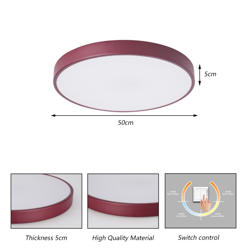 Brilagi - Plafoniera LED POOL LED/60W/230V 3000/4000/6000K Ø 50 cm bordeaux