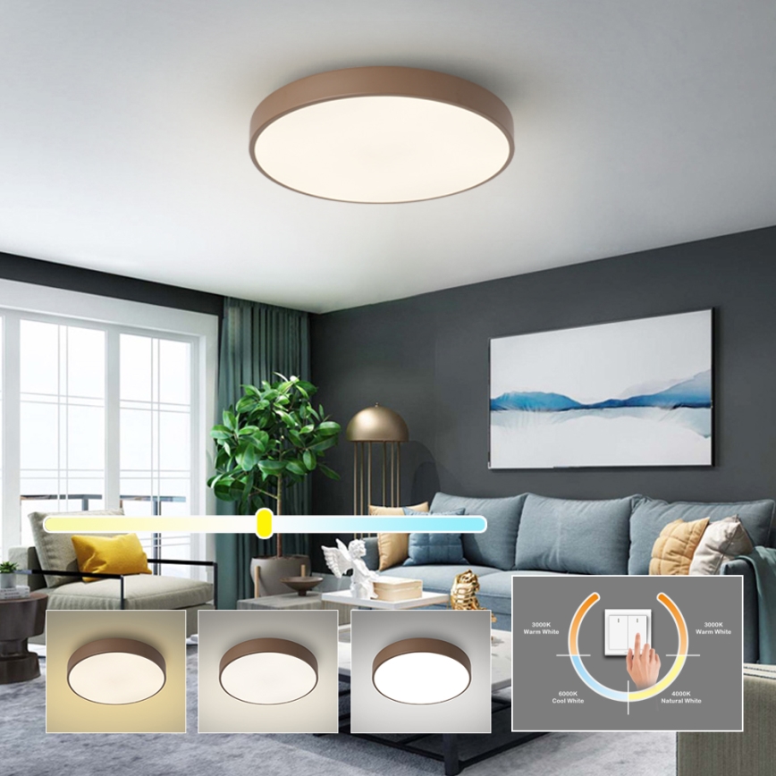 Brilagi - Plafoniera LED POOL, 60W/230V, 3000/4000/6000K, Ø 50 cm, marrone