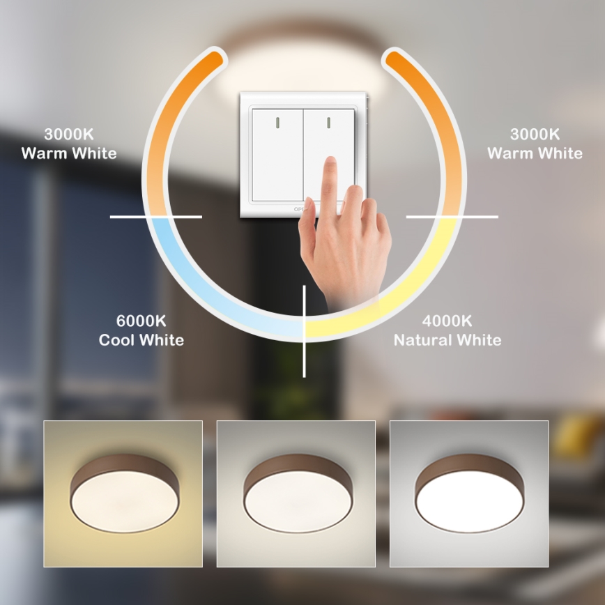 Brilagi - Plafoniera LED POOL, 60W/230V, 3000/4000/6000K, Ø 50 cm, marrone