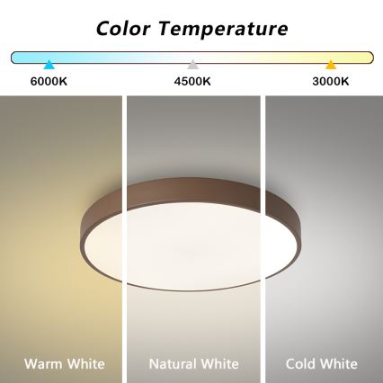 Brilagi - Plafoniera LED POOL, 60W/230V, 3000/4000/6000K, Ø 50 cm, marrone