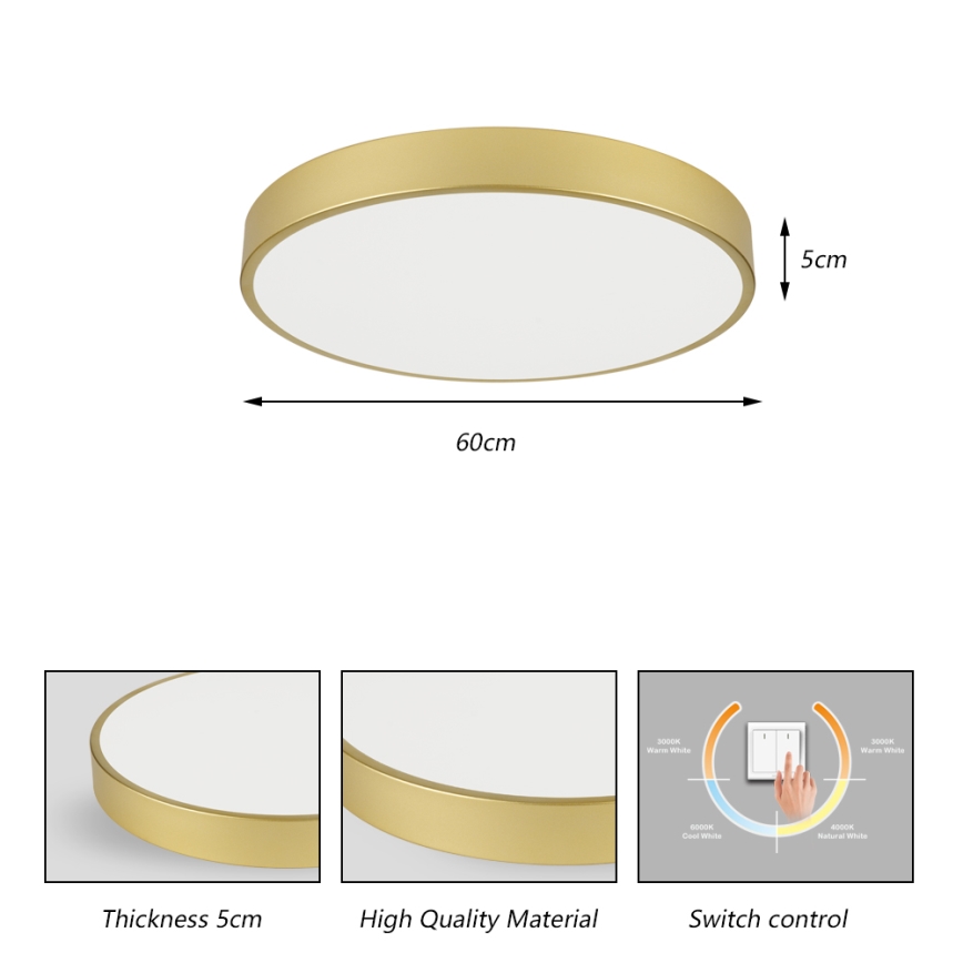 Brilagi - Plafoniera LED POOL LED/60W/230V 3000/4000/6000K diam. 60 cm dorata