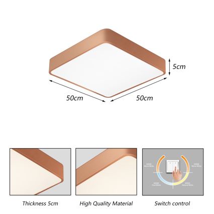 Brilagi - Plafoniera LED POOL SQUARE/48W/230V 3000/4000/6000K 50x50 cm bronzo