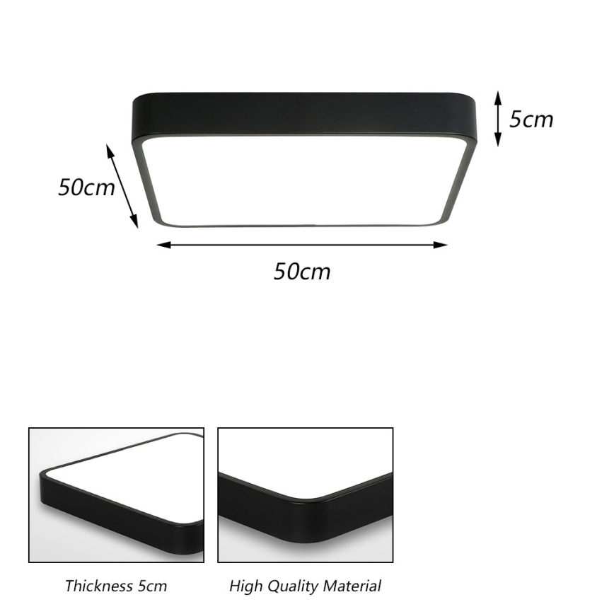 Brilagi - Plafoniera LED POOL SQUARE LED/48W/230V 3000/4500/6000K 50x50 cm nera