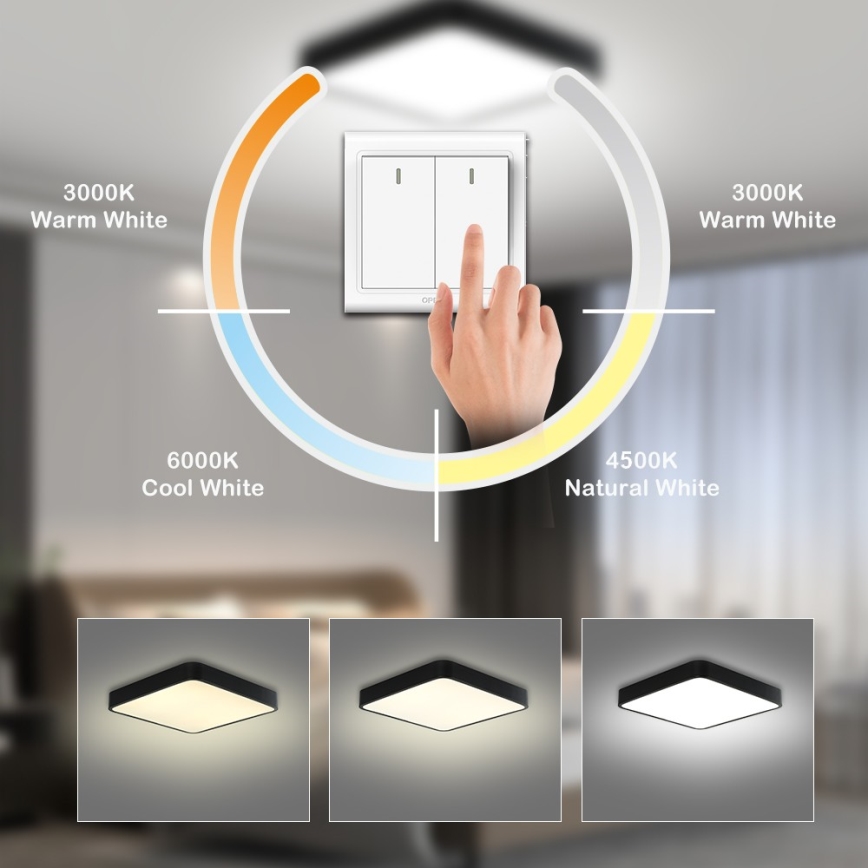 Brilagi - Plafoniera a LED POOL SQUARE LED/48W/230V 3000/4500/6000K 50x50 cm nero