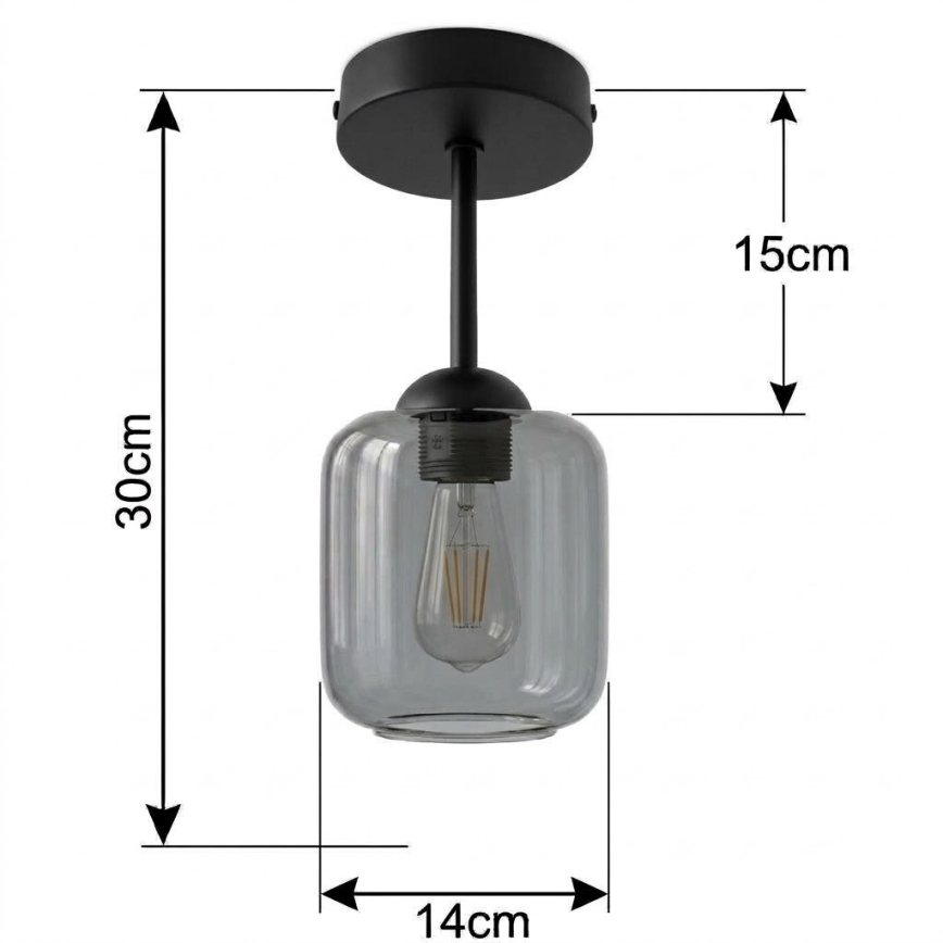 BRILAGI - Plafoniera LED RETRO GLASS 1xE27/60W/230V Ø 14 cm nero/grigio fumé
