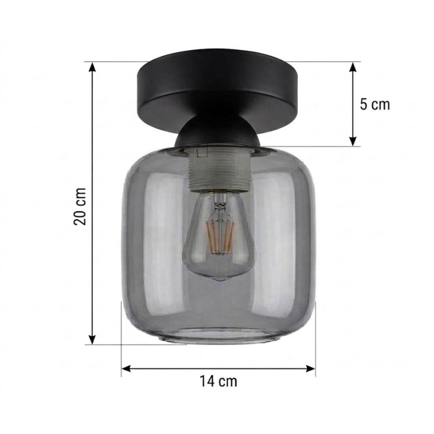 BRILAGI - Plafoniera LED RETRO GLASS 1xE27/60W/230V Ø 14 cm nero/grigio fumé