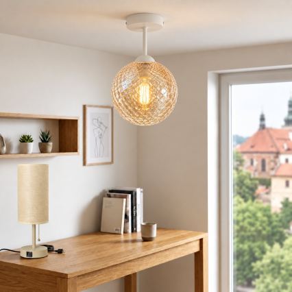 BRILAGI - LED Plafoniera da montaggio superficiale RETRO GLASS 1xE27/60W/230V Ø 17 cm bianco/beige fumé