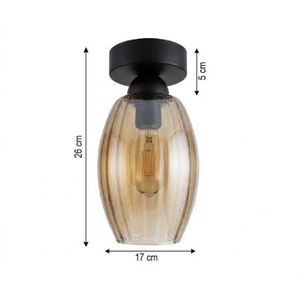 BRILAGI - Plafoniera LED RETRO GLASS 1xE27/60W/230V Ø 17 cm nero/beige fumé