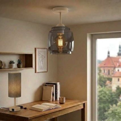 BRILAGI - LED plafoniera RETRO GLASS 1xE27/60W/230V Ø 26 cm beige/grigio fumé