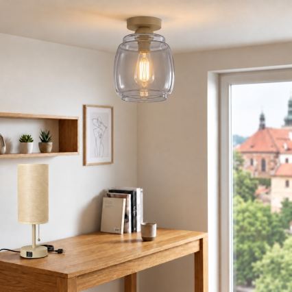 BRILAGI - Plafoniera LED RETRO GLASS 1xE27/60W/230V Ø 26 cm beige/grigio fumato