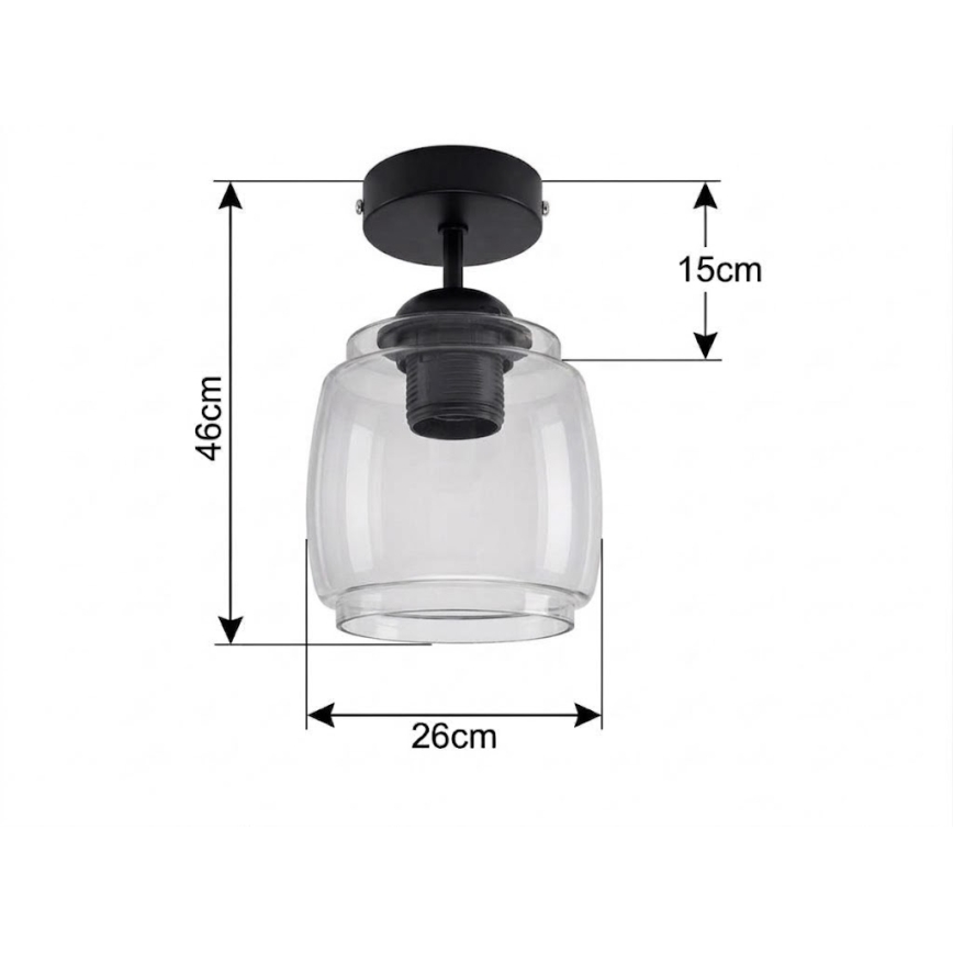 BRILAGI - LED Lampadario da soffitto a montaggio superficiale RETRO GLASS 1xE27/60W/230V Ø 26 cm nero/grigio fumé