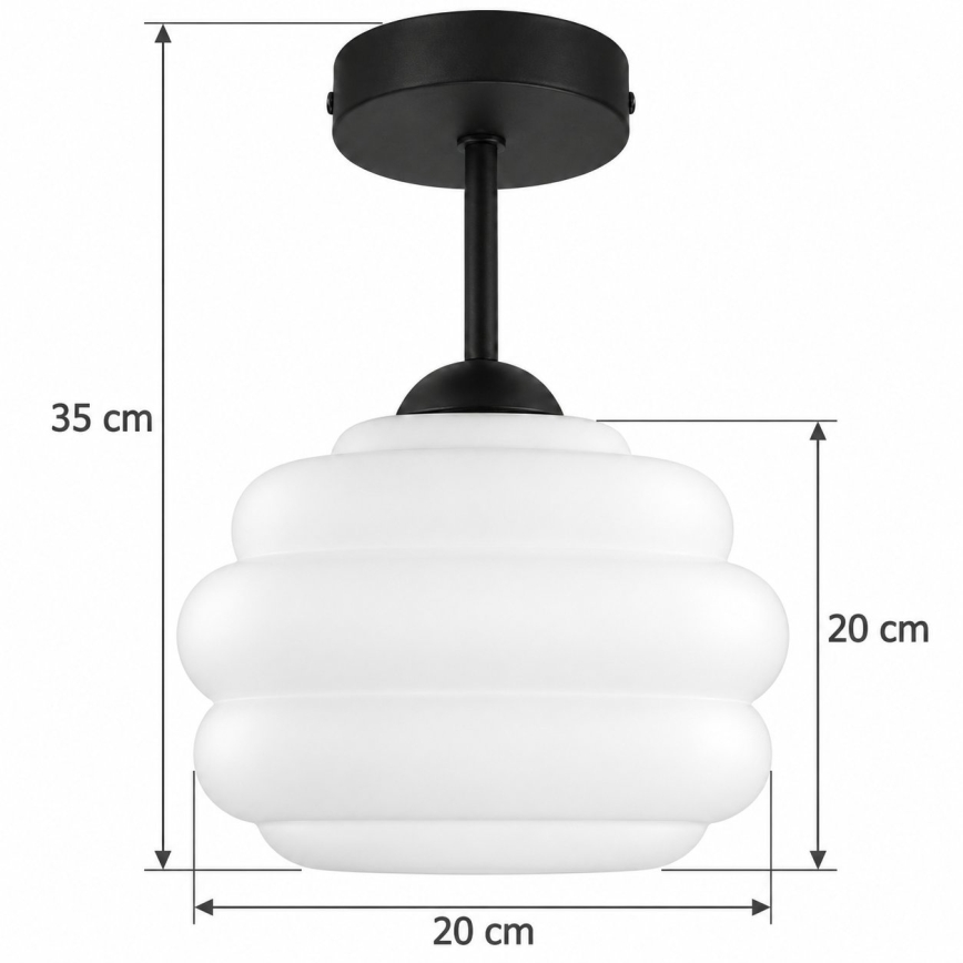 BRILAGI - Plafoniera LED RETRO GLASS 1xE27/60W/230V diametro 20 cm nero/bianco