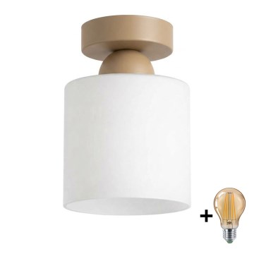 BRILAGI - Plafoniera LED RETRO GLASS 1xE27/60W/230V Ø 10 cm beige/bianco