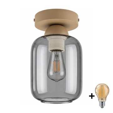 BRILAGI - Plafoniera LED RETRO GLASS 1xE27/60W/230V Ø 14 cm beige/grigio fumé
